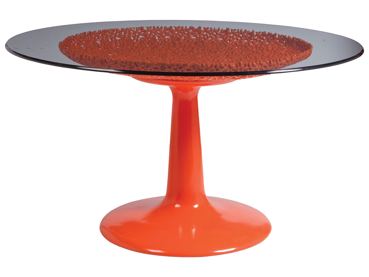 Seascape Orange Dining Table With Glass Top