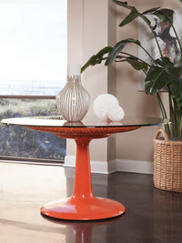 Seascape Orange Dining Table With Glass Top