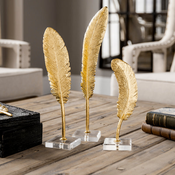 Uttermost Feathers Gold Sculpture S/3