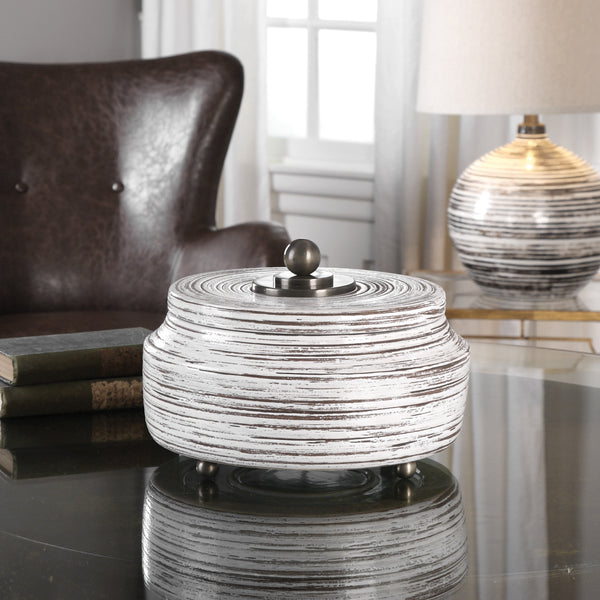 Uttermost Saltillo White Ceramic Box