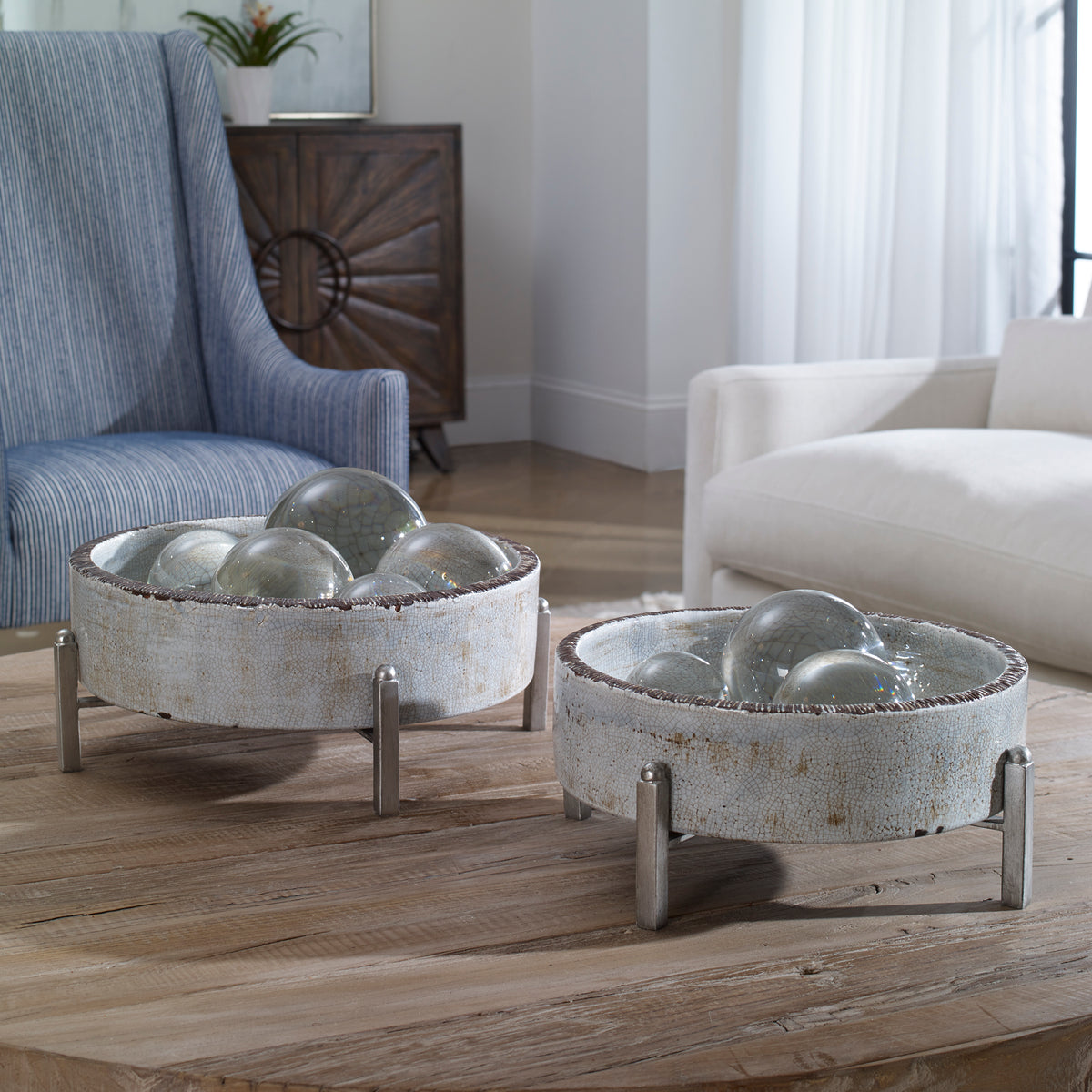 Uttermost Essie Pale Gray Bowls S/2