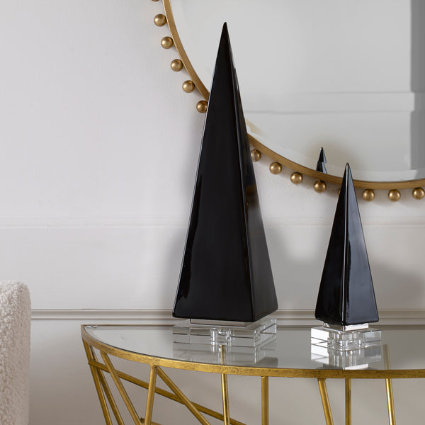 Uttermost Great Pyramids Sculpture In Black, S/2