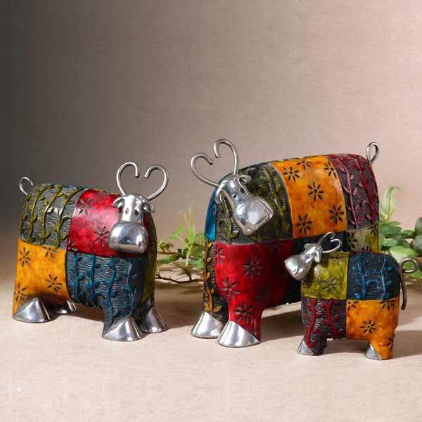 Uttermost Colorful Cows Metal Figurines, Set/3
