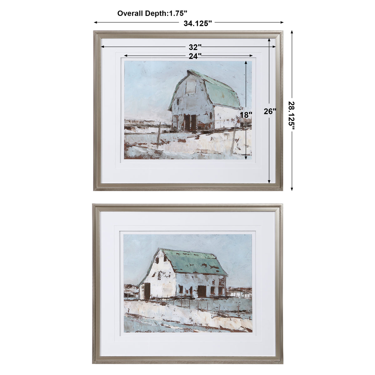 Uttermost Plein Air Barns Framed Prints Set/2