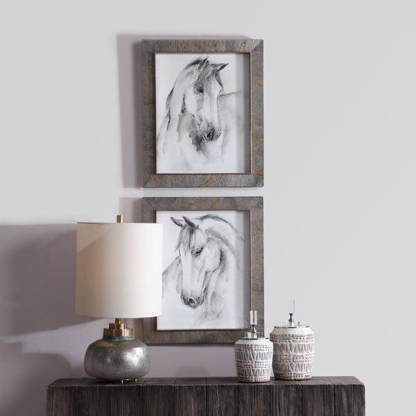 Uttermost Equestrian Watercolor Framed Prints, S/2
