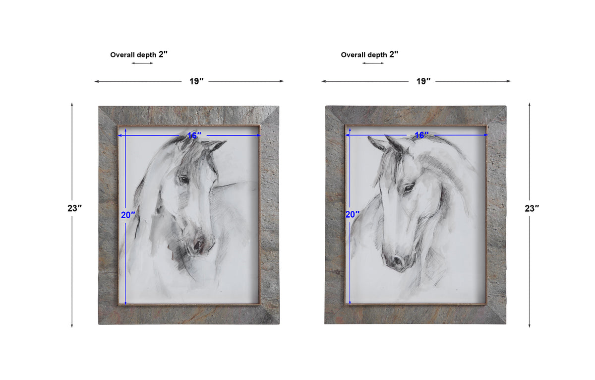 Uttermost Equestrian Watercolor Framed Prints, S/2