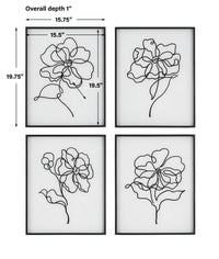 Uttermost Bloom Black White Framed Prints, S/4