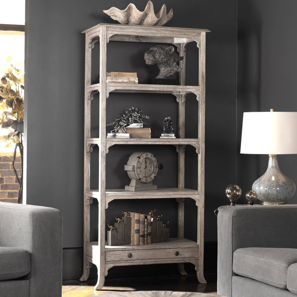 Uttermost Bridgely Aged White Etagere