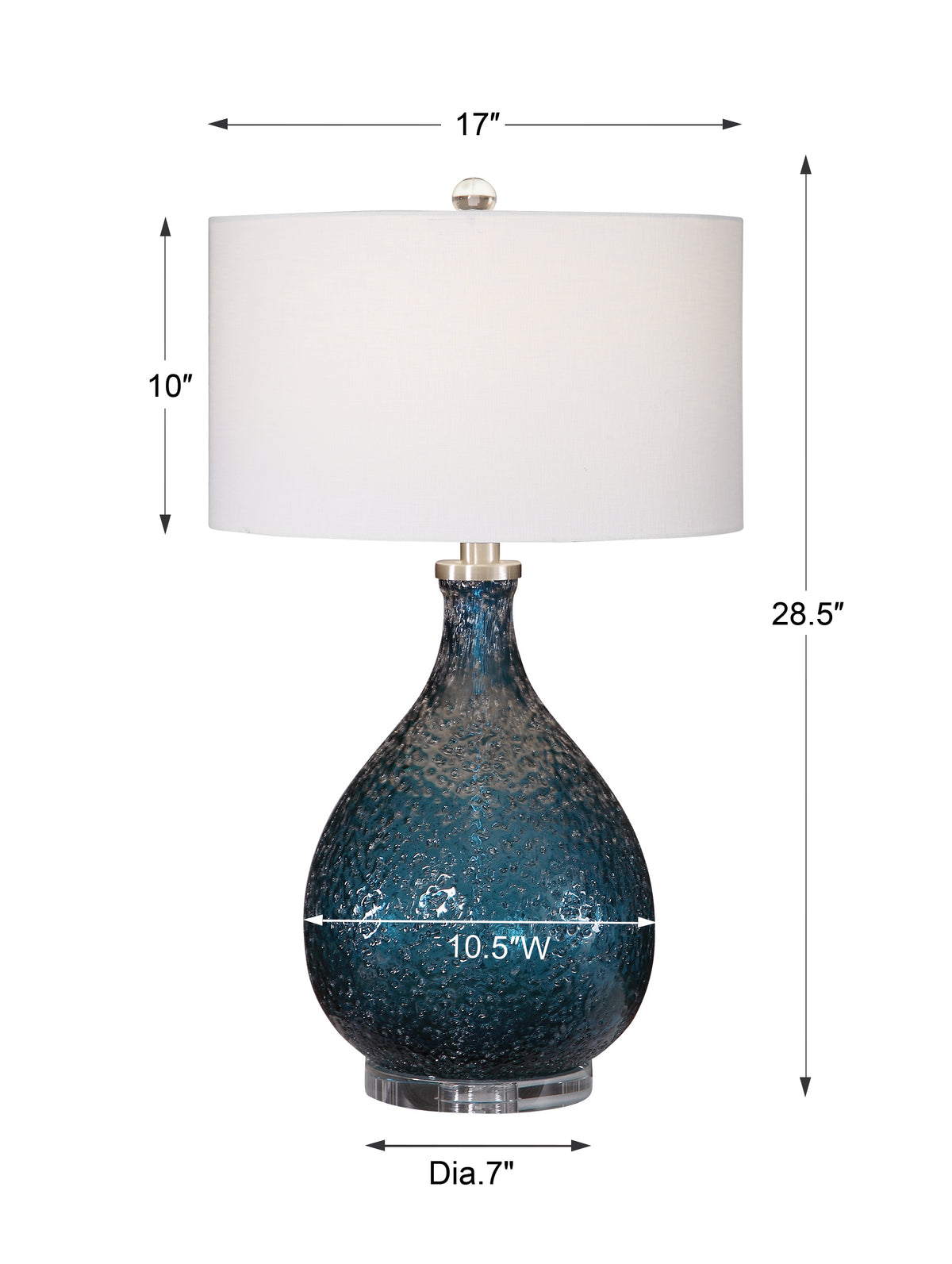 Uttermost Eline Blue Glass Table Lamp