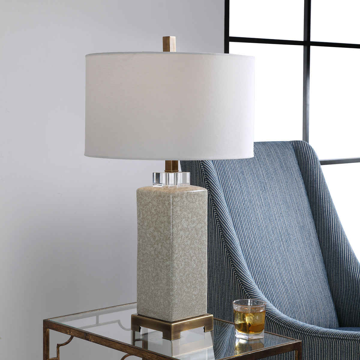 Uttermost Irie Crackled Taupe Table Lamp