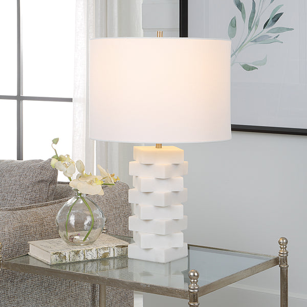 Uttermost Ascent White Geometric Table Lamp