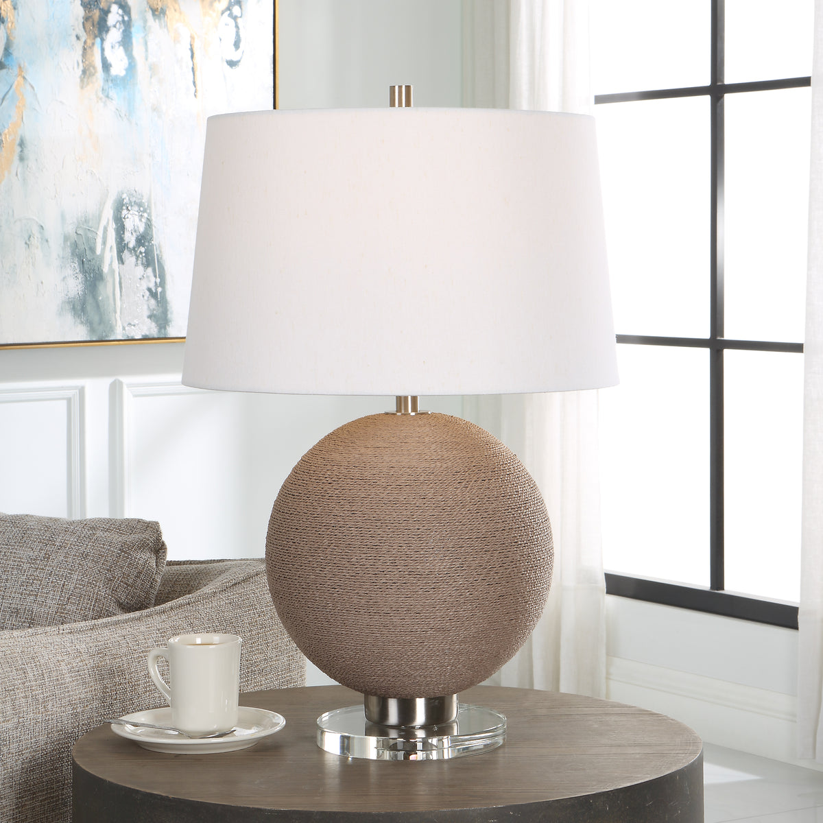Uttermost Captiva Round Rattan Table Lamp