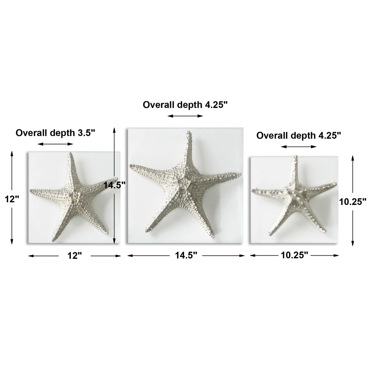 Uttermost Silver Starfish Wall Art, S/3