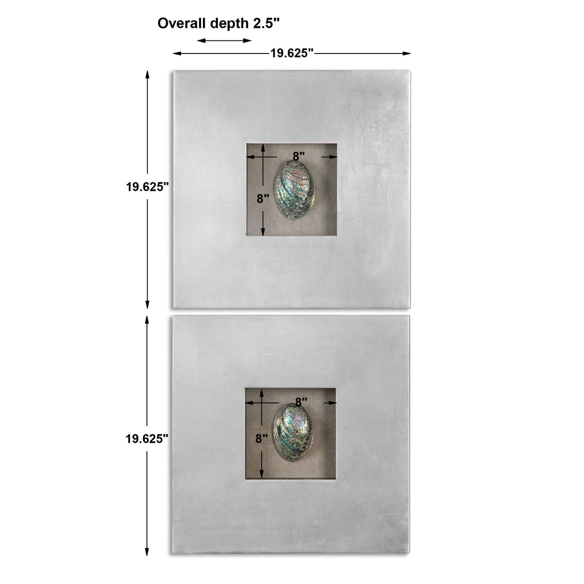 Uttermost Abalone Shells Silver Wall Art, S/2