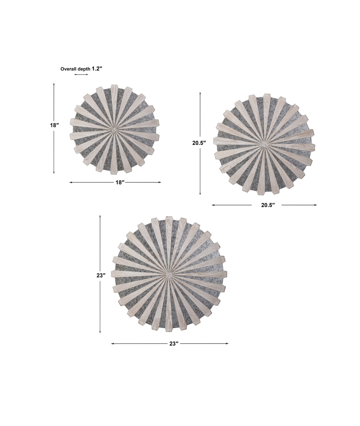 Uttermost Daisies Mirrored Circular Wall Decor, S/3