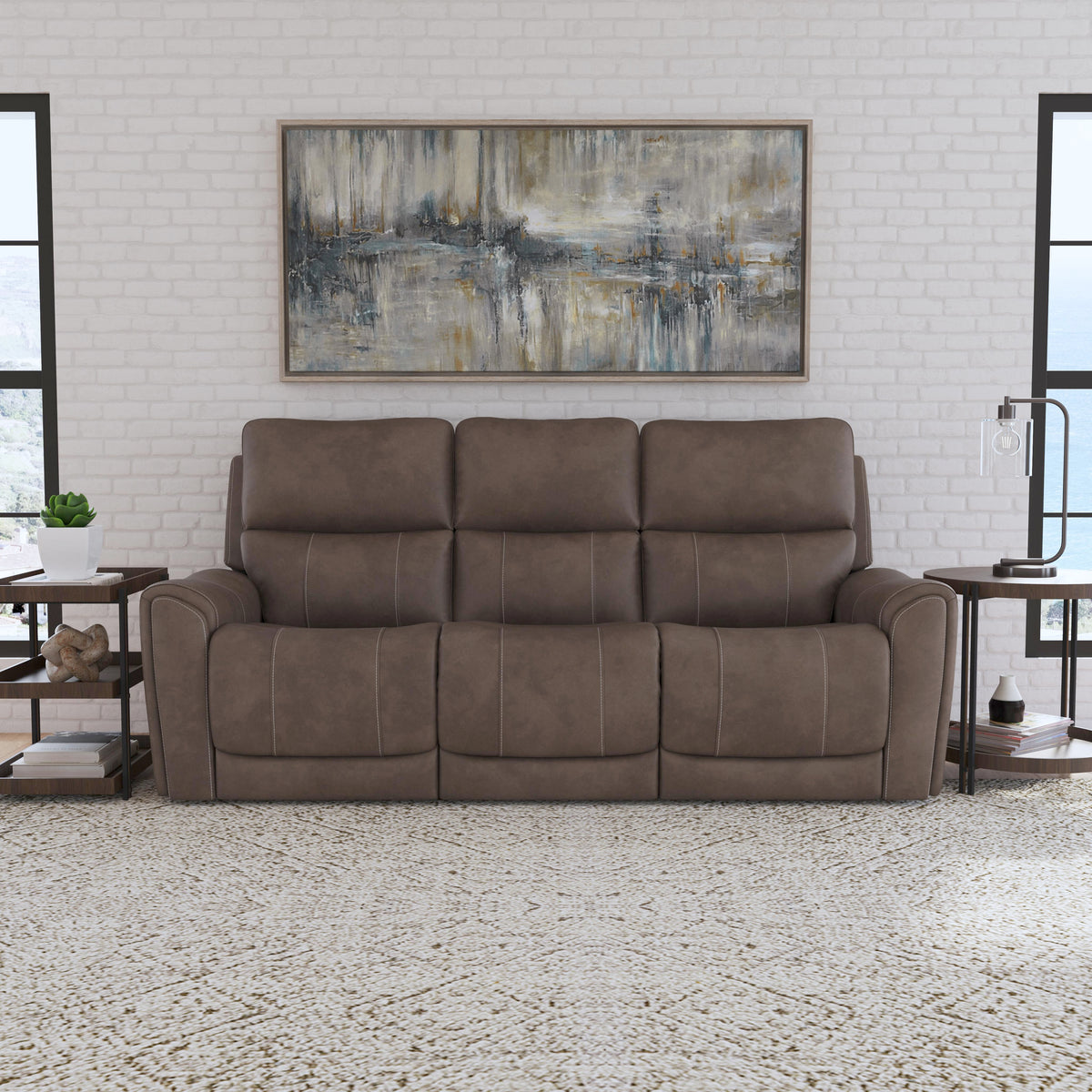 Power Reclining Sofa with Console & Power Headrests & Lumbar