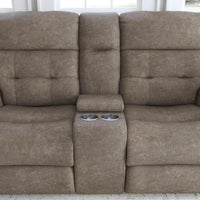 Strait Power Reclining Loveseat with Console & Power Headrests