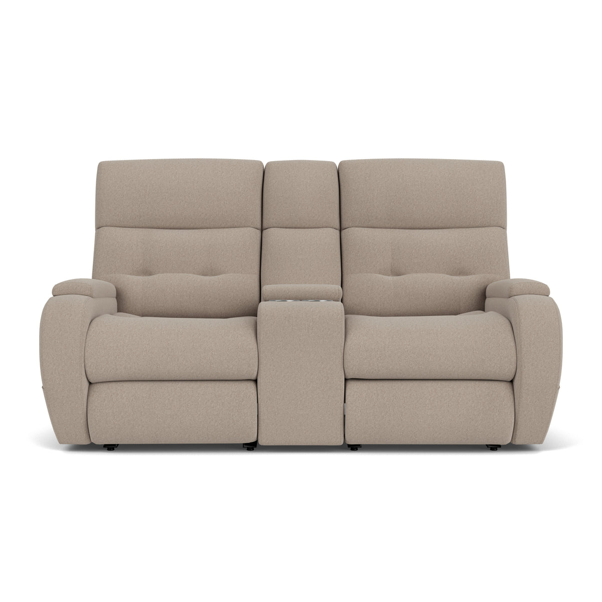 Strait Power Reclining Loveseat with Console & Power Headrests