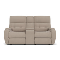 Strait Power Reclining Loveseat with Console & Power Headrests