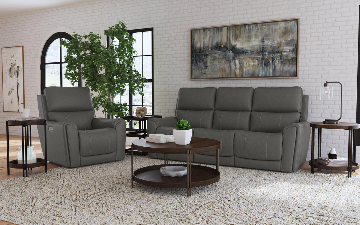 Power Reclining Sofa with Console & Power Headrests & Lumbar