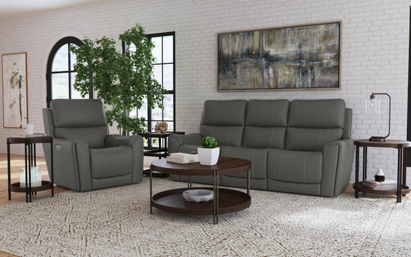 Power Reclining Sofa with Console & Power Headrests & Lumbar