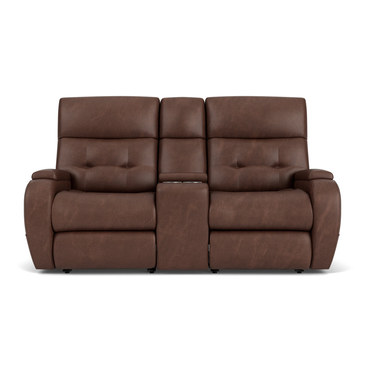 Strait Power Reclining Loveseat with Console & Power Headrests