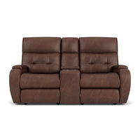 Strait Power Reclining Loveseat with Console & Power Headrests