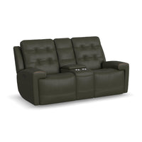 Iris Power Reclining Loveseat with Console & Power Headrests