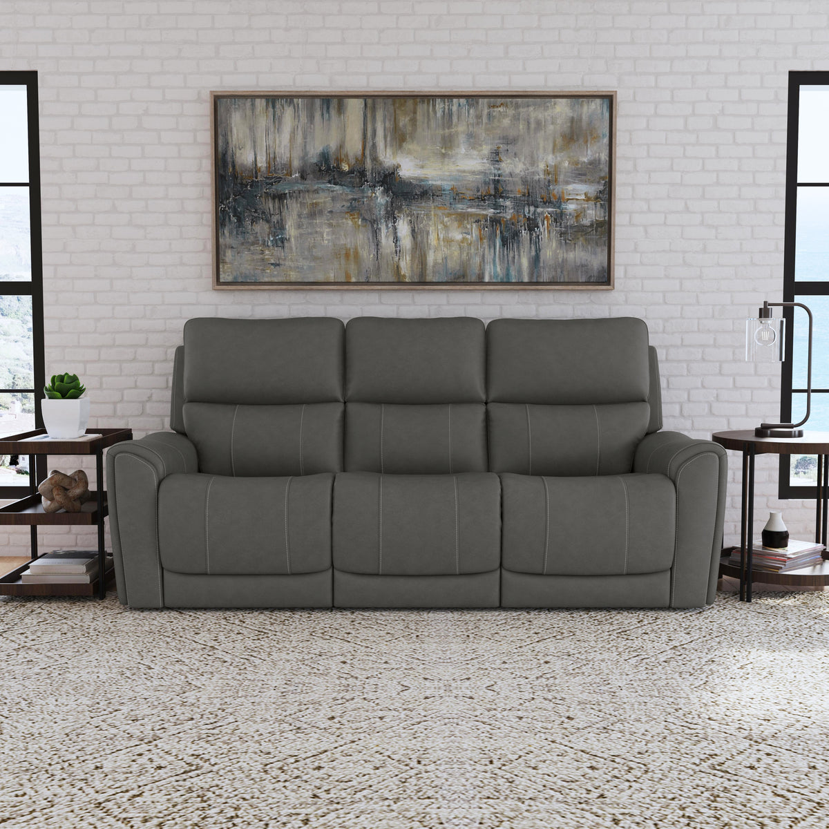 Power Reclining Sofa with Console & Power Headrests & Lumbar