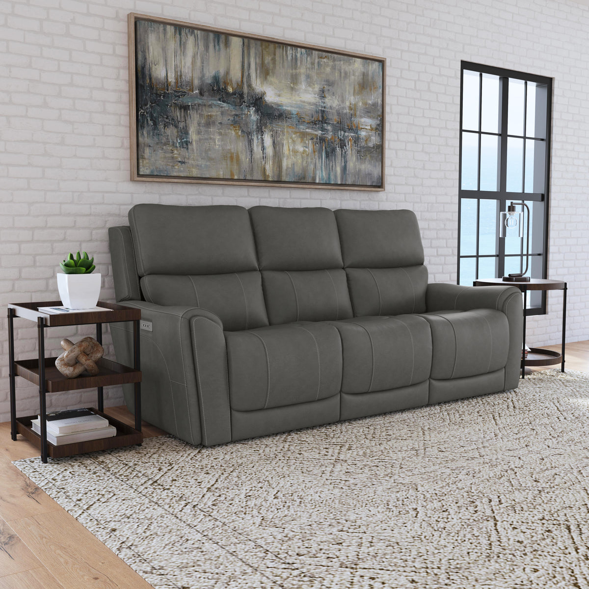 Power Reclining Sofa with Console & Power Headrests & Lumbar