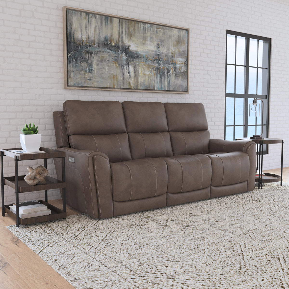 Power Reclining Sofa with Console & Power Headrests & Lumbar