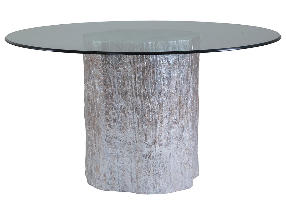 Trunk Segment Round Dining Table With Glass Top - Silver Leaf