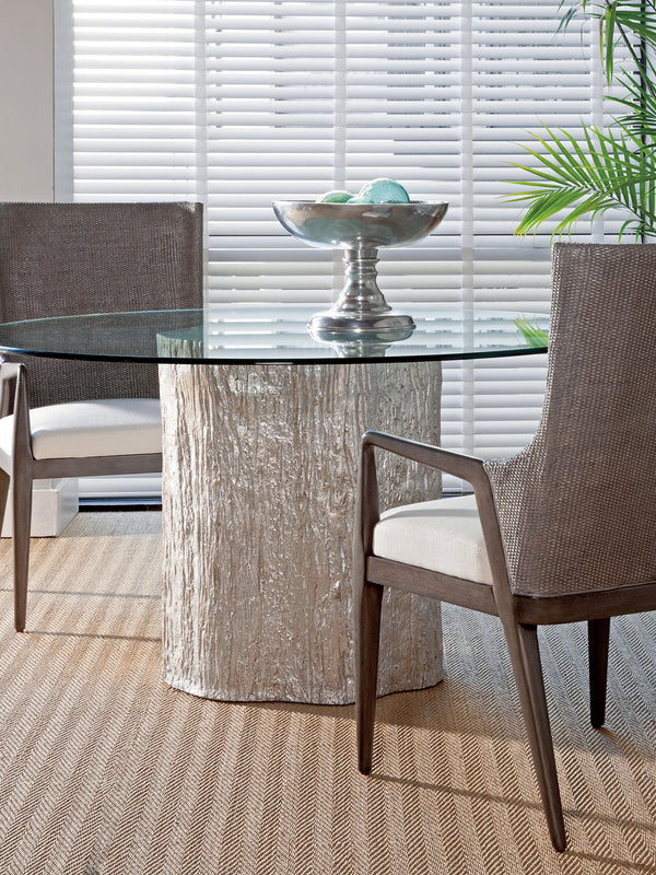 Trunk Segment Round Dining Table With Glass Top - Silver Leaf