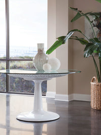 Seascape White Dining Table With Glass Top