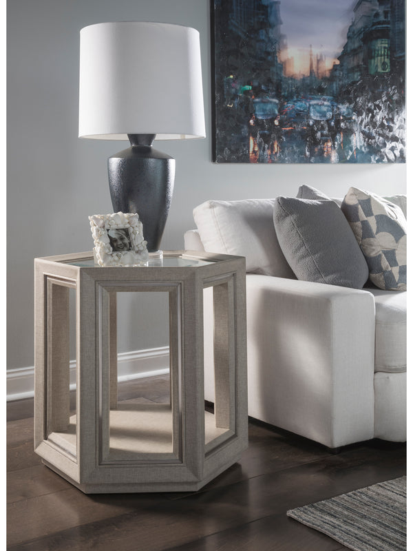 Zeitgeist Linen Hexagonal End Table