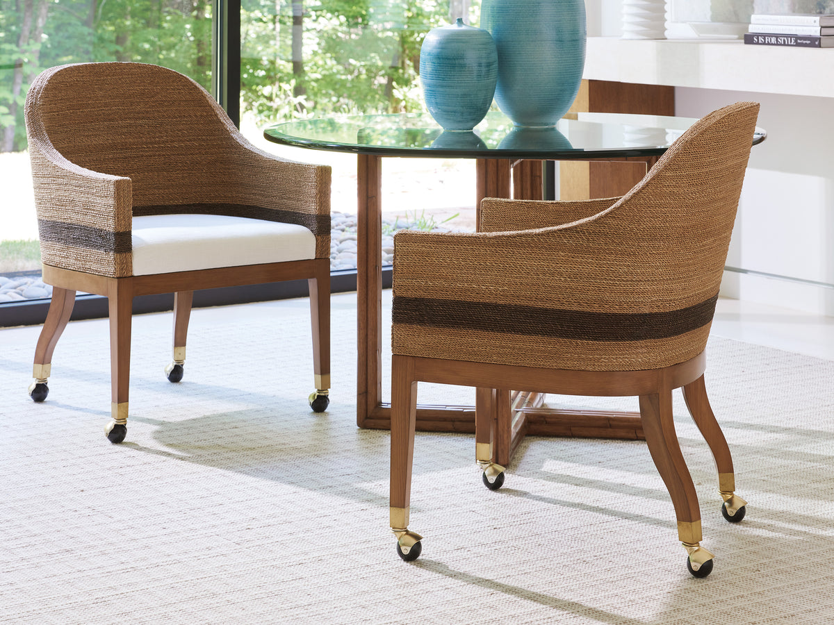 Dorian Woven Arm Chair With Casters