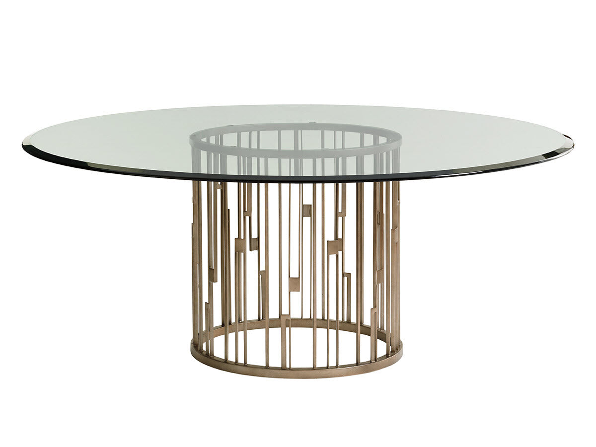 Rendezvous Round Metal Dining Table With 72 Inch Glass Top