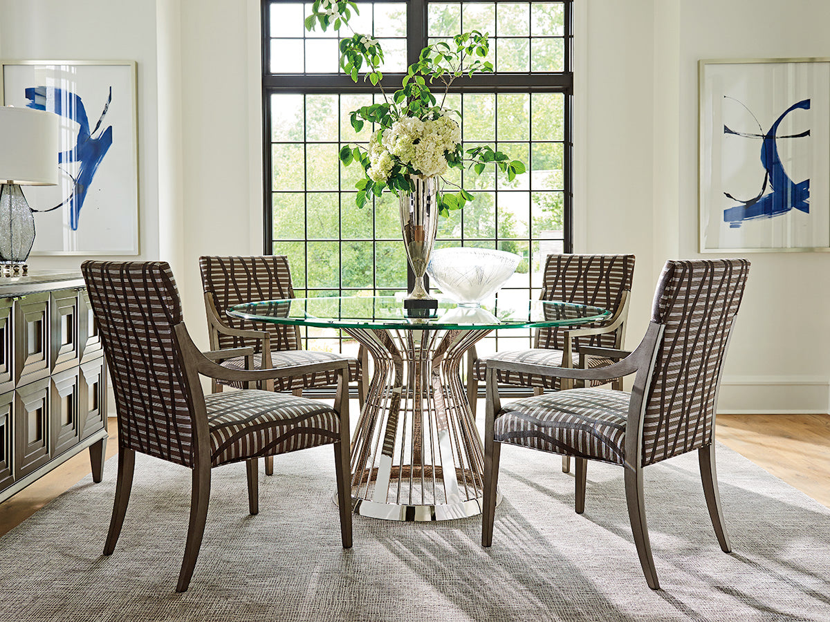 Riviera Stainless Dining Table With 60 Inch Glass Top