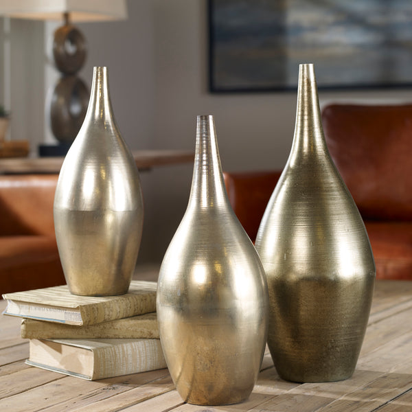 Uttermost Rajata Silver Vases S/3