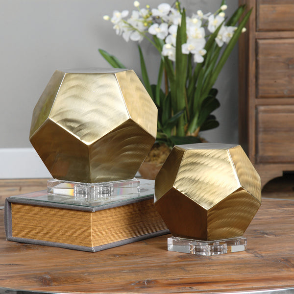 Uttermost Pentagon Coffee Bronze Cubes S/2