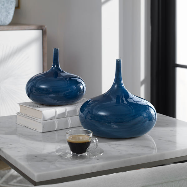 Uttermost Zayan Blue Vases, S/2