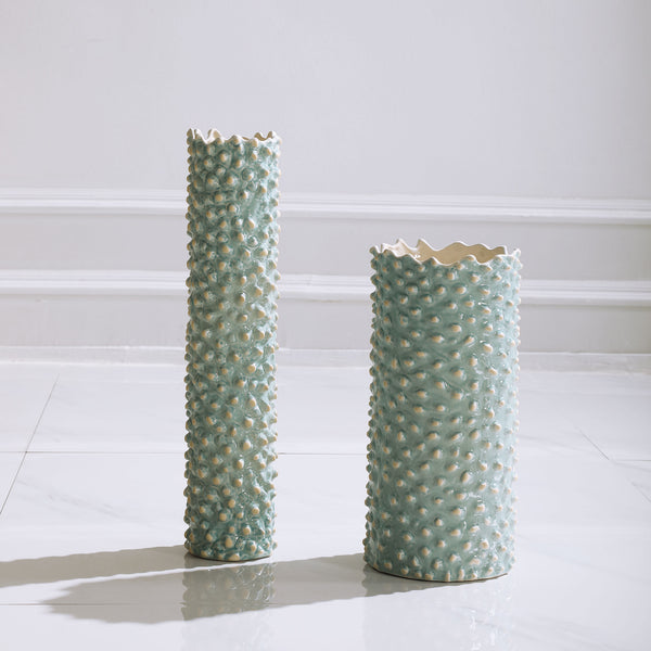 Uttermost Ciji Aqua Ceramic Vases, S/2