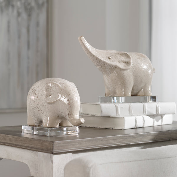 Uttermost Kyan Ceramic Elephant Sculptures, S/2