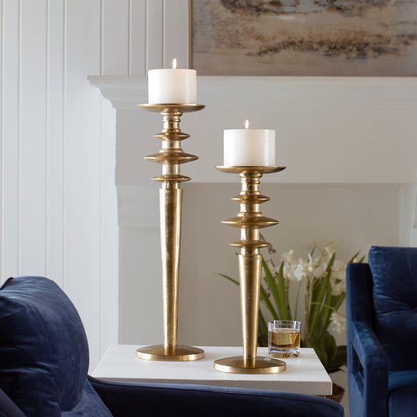 Uttermost Highclere Gold Candleholders, S/2