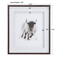 Uttermost Rustic Bull Framed Animal Print
