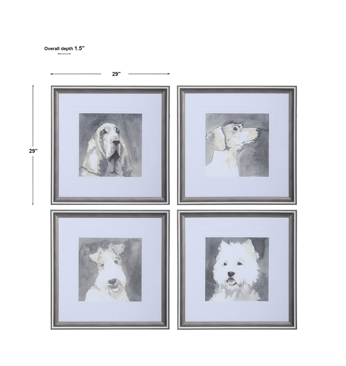 Uttermost Modern Dogs Framed Prints, S/4