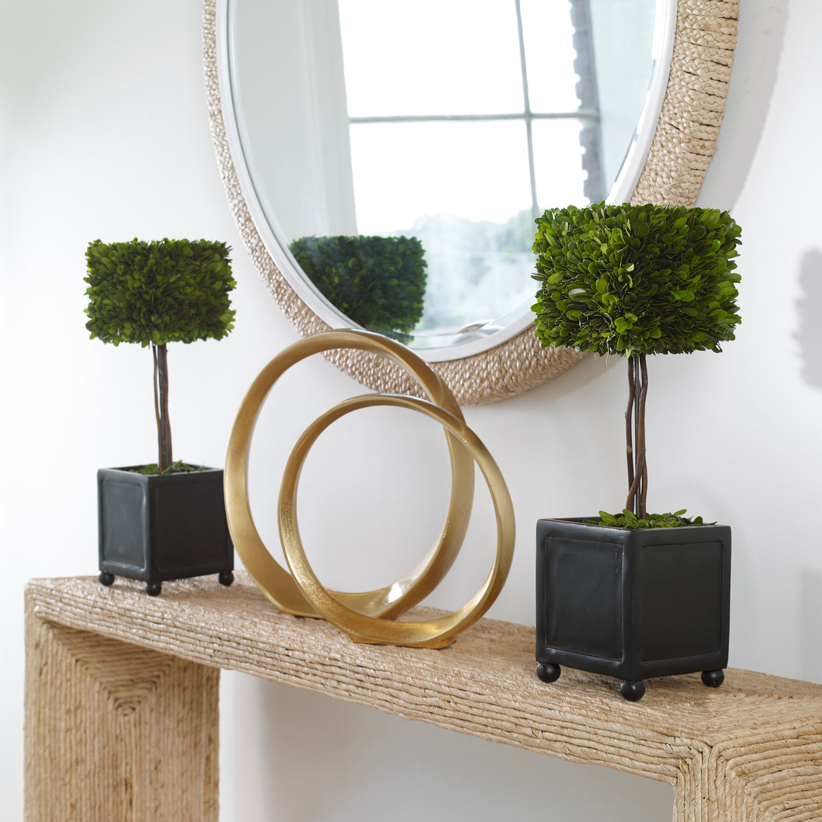 Uttermost Preserved Boxwood Square Topiaries, S/2