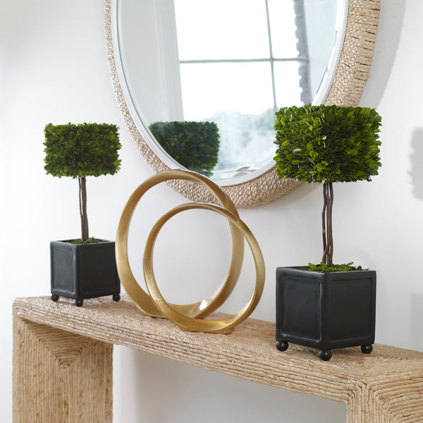 Uttermost Preserved Boxwood Square Topiaries, S/2