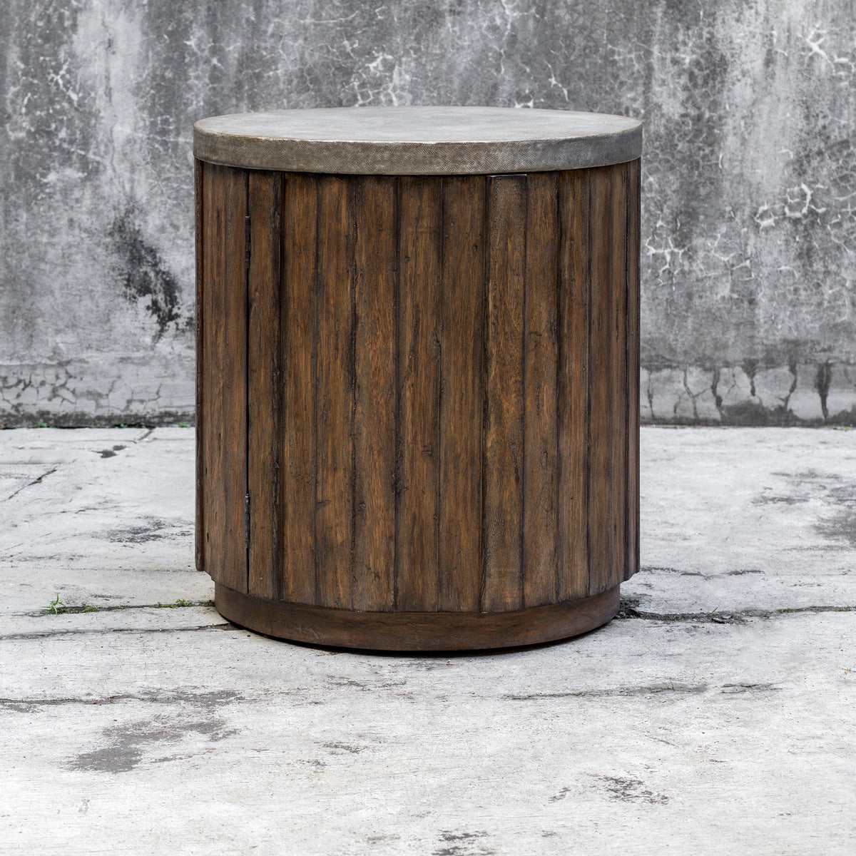 Uttermost Maxfield Wooden Drum Side Table