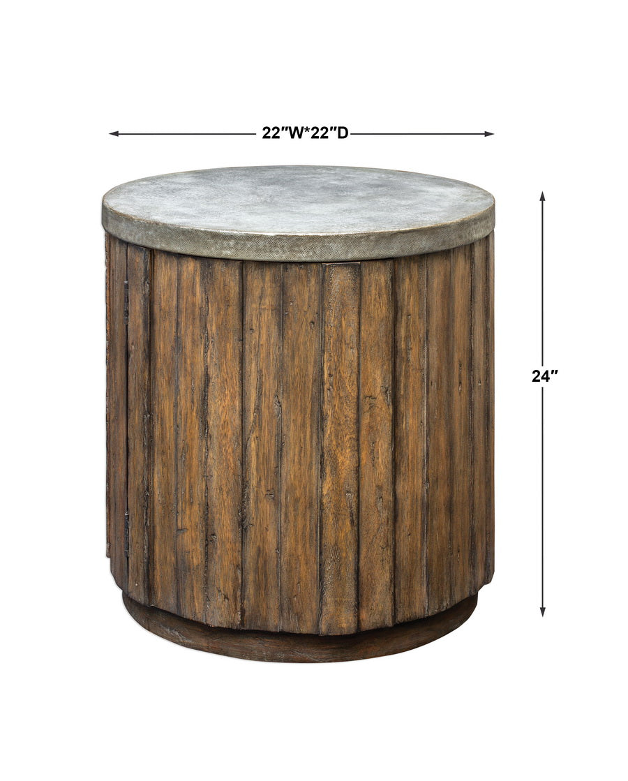 Uttermost Maxfield Wooden Drum Side Table